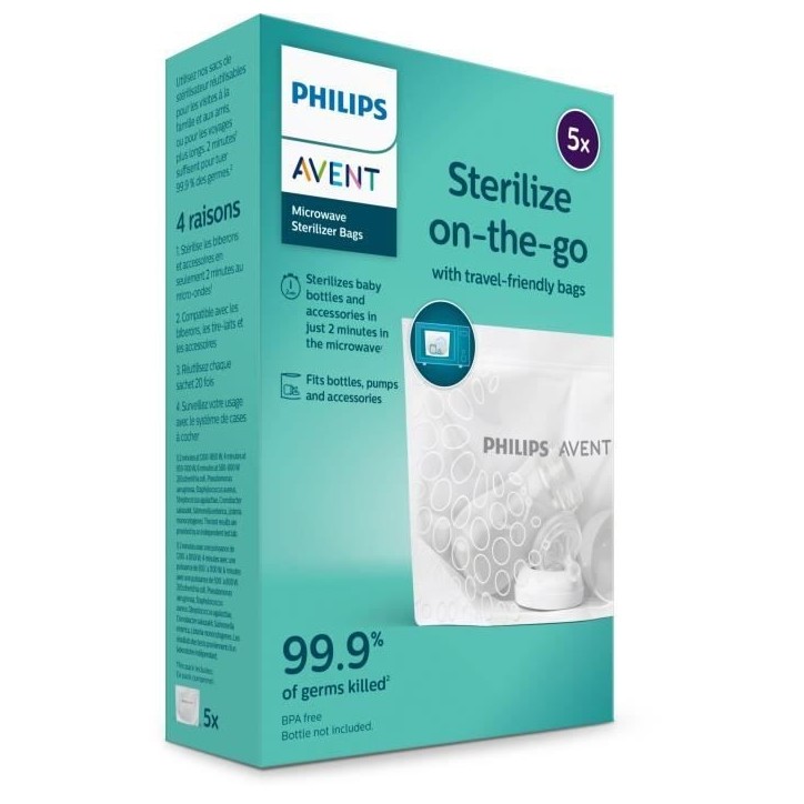 Sachets de stérilisation - PHILIPS AVENT - Micro-ondes - 5 sachets Sachets de stérilisation - PHILIPS AVENT - Micro-ondes - 5 sachets