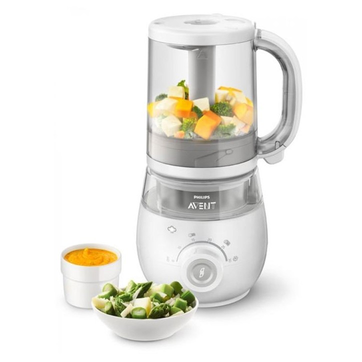 Robot Cuiseur-Mixeur 4 en 1 pour Bébé - PHILIPS AVENT - Cuit a la vapeur - Mixe - Réchauffe - Décongele Robot Cuiseur-Mixeur 4 en 1 pour Bébé - PHILIPS AVENT - Cuit a la vapeur - Mixe - Réchauffe - Décongele