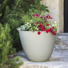 Pot de fleurs Rond Ø 50 cm - EDA - Element - 47,8 L - Systeme de drainage - Intérieur / Extérieur - Ø 48,8 x H 38,4 cm - Kak