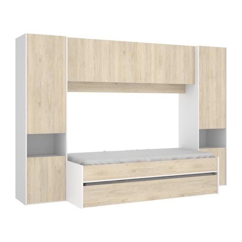 KWAI Lit gigogne enfant avec multiples rangements - 90 x 190 cm