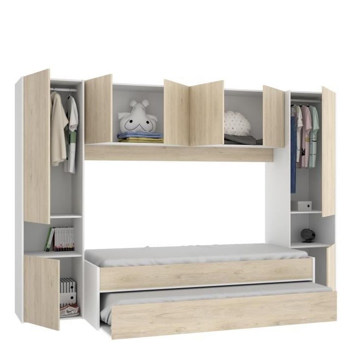 KWAI Lit gigogne enfant avec multiples rangements - 90 x 190 cm KWAI Lit gigogne enfant avec multiples rangements - 90 x 190 cm