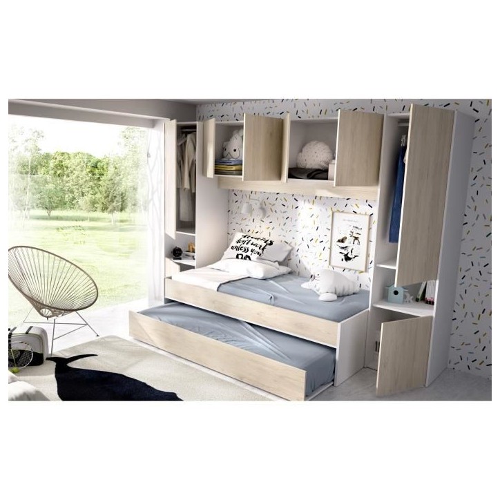 KWAI Lit gigogne enfant avec multiples rangements - 90 x 190 cm KWAI Lit gigogne enfant avec multiples rangements - 90 x 190 cm