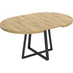 Table ronde extensible DUNA - 4 a 6 personnes - Décor chene - L110 x