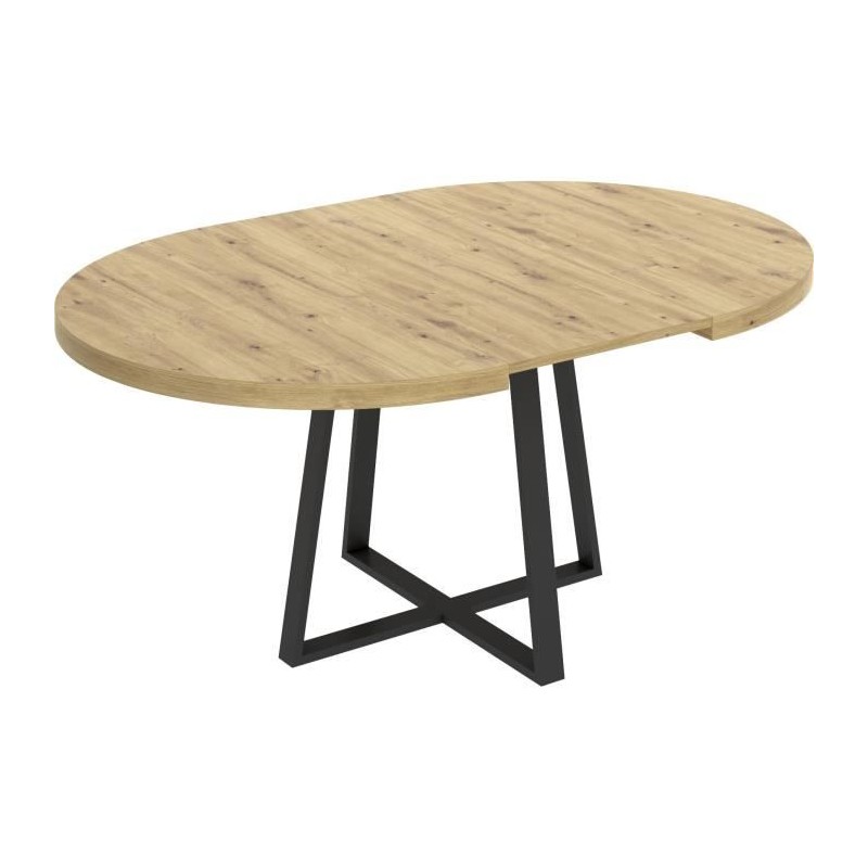 Table ronde extensible DUNA - 4 a 6 personnes - Décor chene - L110 x