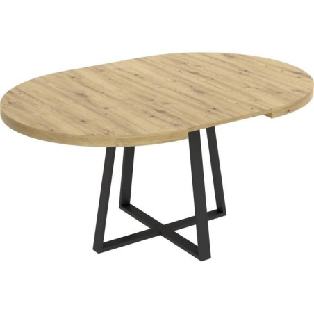 Table ronde extensible DUNA - 4 a 6 personnes - Décor chene - L110 x