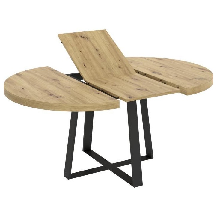 Table ronde extensible DUNA - 4 a 6 personnes - Décor chene - L110 x P110/152 x H77 cm Table ronde extensible DUNA - 4 a 6 personnes - Décor chene - L110 x P110/152 x H77 cm