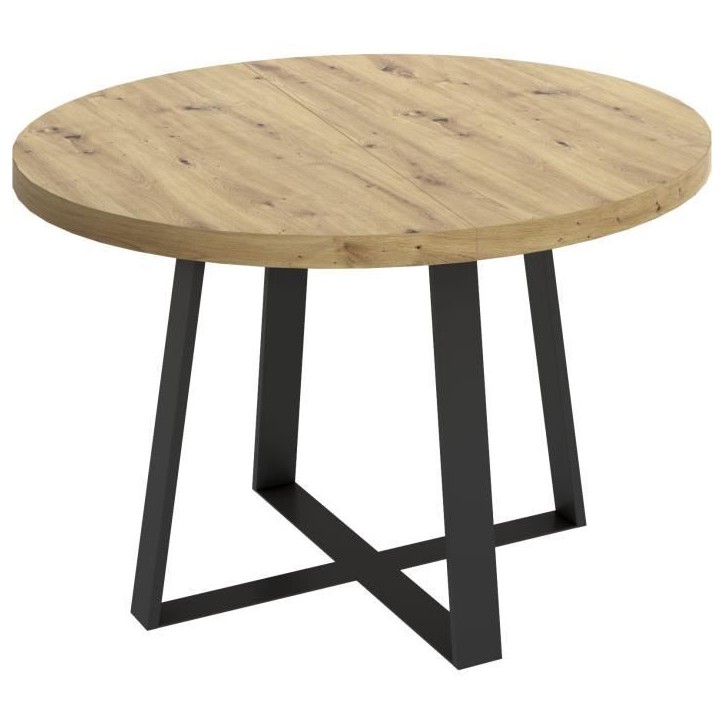 Table ronde extensible DUNA - 4 a 6 personnes - Décor chene - L110 x P110/152 x H77 cm Table ronde extensible DUNA - 4 a 6 personnes - Décor chene - L110 x P110/152 x H77 cm