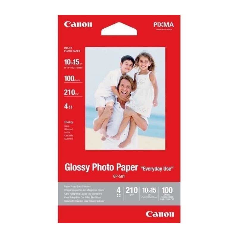 Papier photo glacé Canon GP-501 - 10x15cm - 210g - 100 feuilles