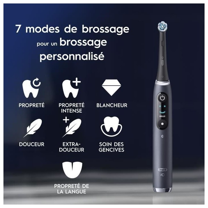 Brosse a dents électrique connectée - ORAL-B -iO 9 XMAS Edition - Noir - Mouvement oscillo-rotatif Brosse a dents électrique connectée - ORAL-B -iO 9 XMAS Edition - Noir - Mouvement oscillo-rotatif