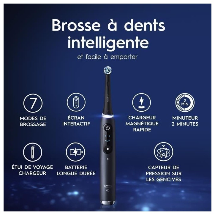 Brosse a dents électrique connectée - ORAL-B -iO 9 XMAS Edition - Noir - Mouvement oscillo-rotatif Brosse a dents électrique connectée - ORAL-B -iO 9 XMAS Edition - Noir - Mouvement oscillo-rotatif