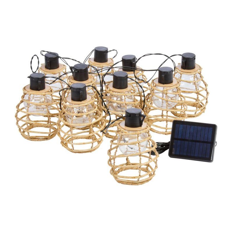 Guirlande solaire - SMART SOLAR - Lumina - 10 Leds - Faux rottin - Nat