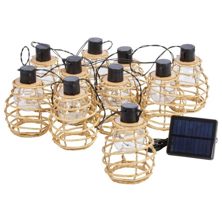 Guirlande solaire - SMART SOLAR - Lumina - 10 Leds - Faux rottin - Naturel Guirlande solaire - SMART SOLAR - Lumina - 10 Leds - Faux rottin - Naturel