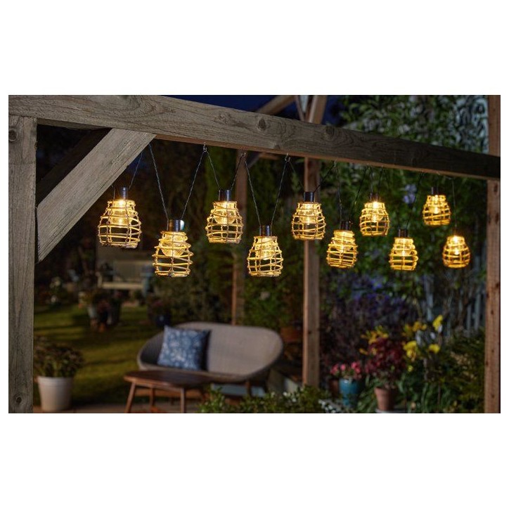 Guirlande solaire - SMART SOLAR - Lumina - 10 Leds - Faux rottin - Naturel Guirlande solaire - SMART SOLAR - Lumina - 10 Leds - Faux rottin - Naturel
