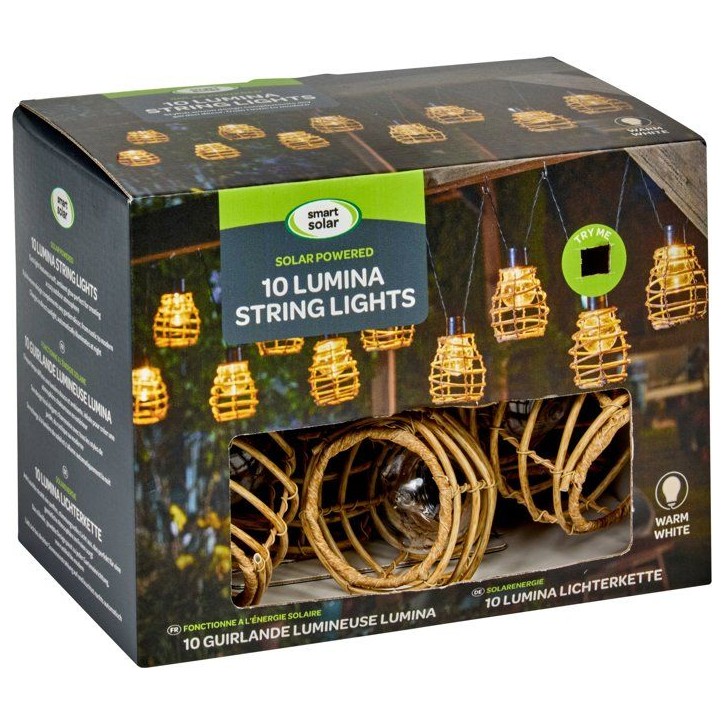 Guirlande solaire - SMART SOLAR - Lumina - 10 Leds - Faux rottin - Naturel Guirlande solaire - SMART SOLAR - Lumina - 10 Leds - Faux rottin - Naturel