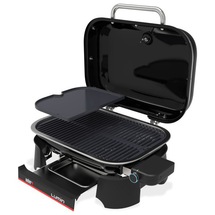 Barbecue + plancha - Électrique - Weber - Lumin - 2,2kW - Acier émaillé - Espace de cuisson 33 x 49 cm - Thermometre intégr Barbecue + plancha - Électrique - Weber - Lumin - 2,2kW - Acier émaillé - Espace de cuisson 33 x 49 cm - Thermometre intégr