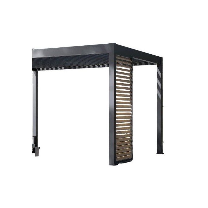 Panneau brise-vue - OMBREA - Ventelles horizontales - 1 m - Aluminium - Anthracite et ventelles finition bois Panneau brise-vue - OMBREA - Ventelles horizontales - 1 m - Aluminium - Anthracite et ventelles finition bois