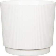 Cache-pot rond - GARDEN ID - Lino - Ø 25 - 7 L - H 22 cm - Blanc