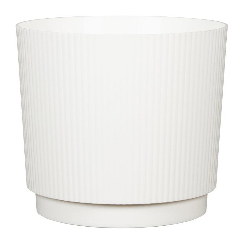 Cache-pot rond - GARDEN ID - Lino - Ø 25 - 7 L - H 22 cm - Blanc