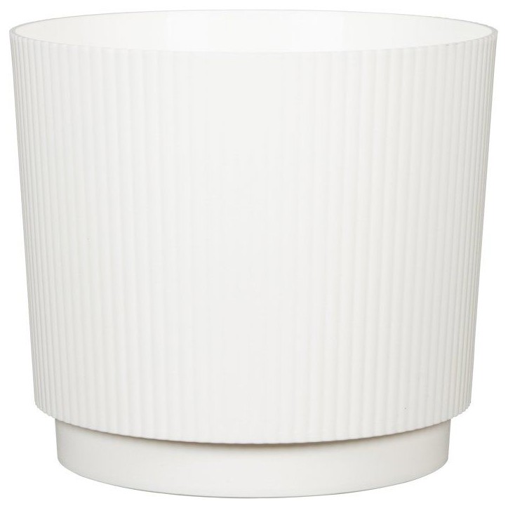 Cache-pot rond - GARDEN ID - Lino - Ø 25 - 7 L - H 22 cm - Blanc