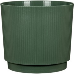 Cache-pot rond - GARDEN ID - Lino - Ø 25 - 7 L - H 22 cm - Vert fonc