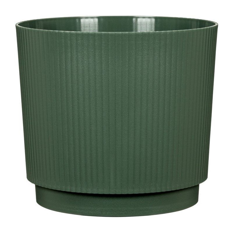 Cache-pot rond - GARDEN ID - Lino - Ø 25 - 7 L - H 22 cm - Vert fonc