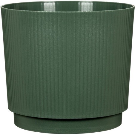 Cache-pot rond - GARDEN ID - Lino - Ø 25 - 7 L - H 22 cm - Vert fonc