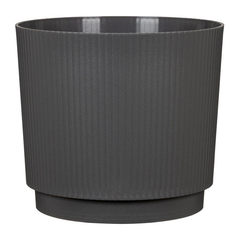 Cache-pot rond - GARDEN ID - Lino - Ø 25 - 7 L - H 22 cm - Anthracite