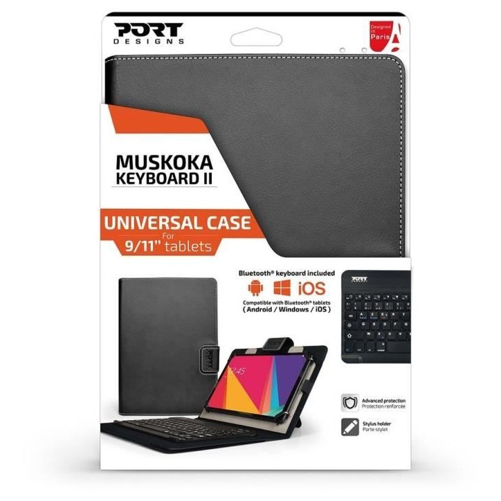 Housse pour Tablette + Clavier Bluetooth - PORT DESIGNS - Muskoka - 9/11 Housse pour Tablette + Clavier Bluetooth - PORT DESIGNS - Muskoka - 9/11