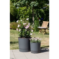 Pot de fleurs avec réserve rond - GARDEN ID - Plano - Ø 47 - 43 L - H 46 cm - Gris métallique