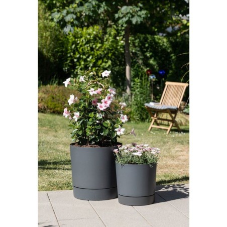 Pot de fleurs avec réserve rond - GARDEN ID - Plano - Ø 47 - 43 L - H 46 cm - Gris métallique