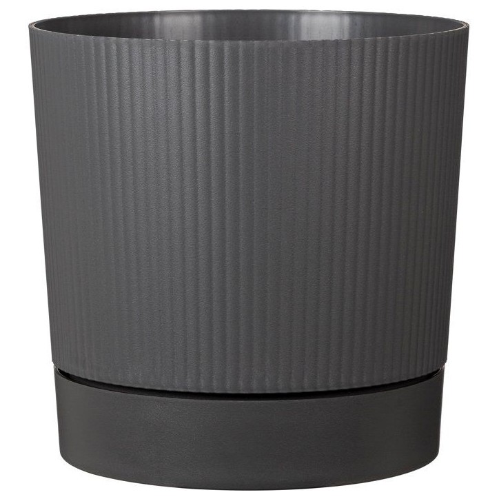 Pot de fleurs avec réserve rond - GARDEN ID - Lino - Ø 29 - 14 L - H 29 cm - Gris métallique