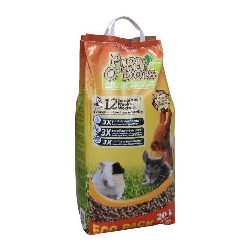TYROL Litiere Prop'O Bois - Rongeurs - 20 L