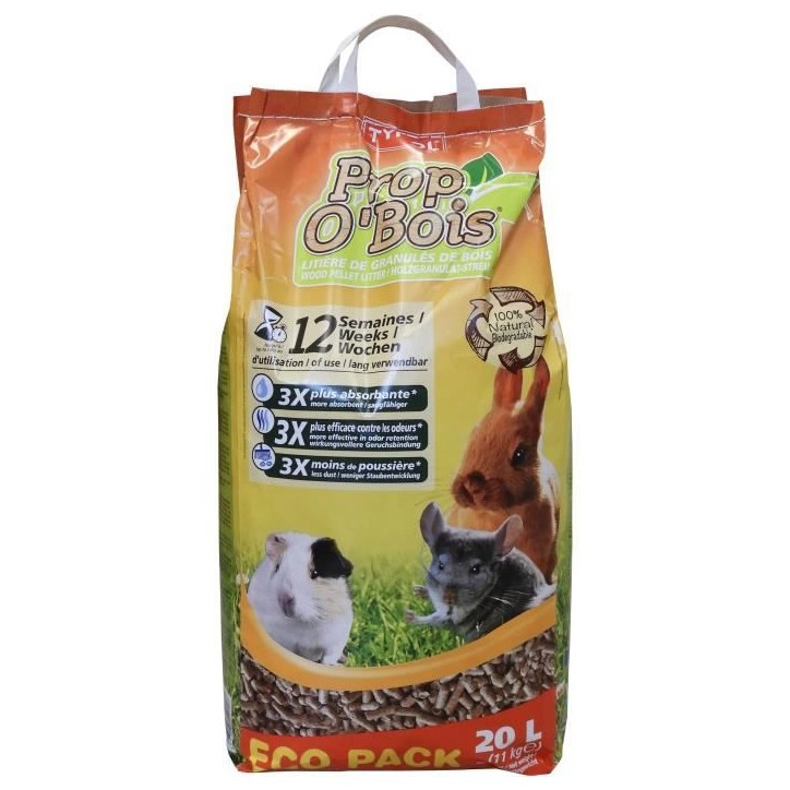 TYROL Litiere Prop'O Bois - Rongeurs - 20 L