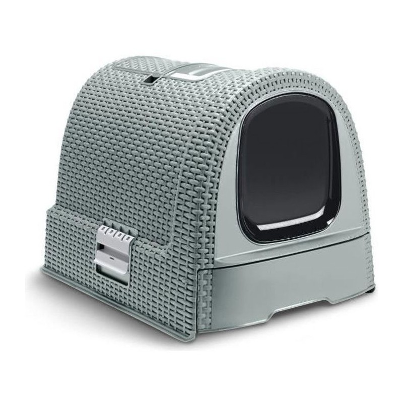 CURVER Bac a litiere pour chats - Bleu gris - Pour chat - 51 x 38,5 x