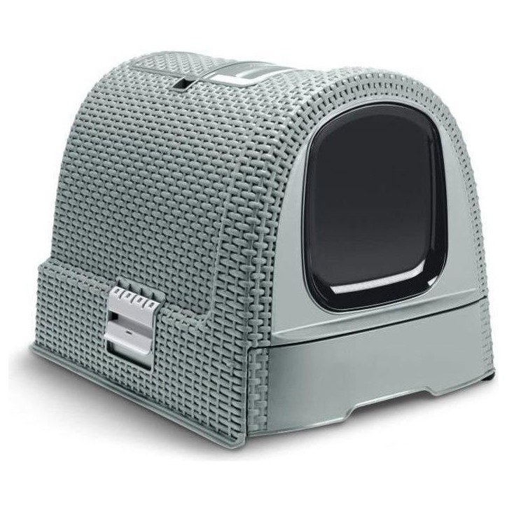 CURVER Bac a litiere pour chats - Bleu gris - Pour chat - 51 x 38,5 x 39,5 cm