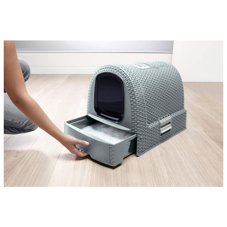 CURVER Bac a litiere pour chats - Bleu gris - Pour chat - 51 x 38,5 x 39,5 cm