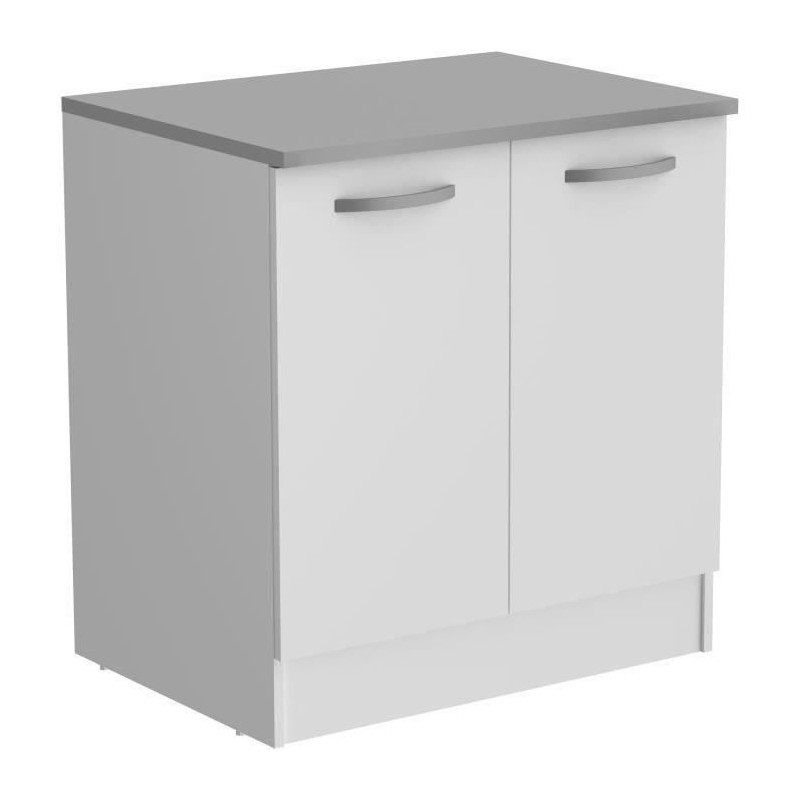 Meuble bas cuisine - OSLO - 2 portes - Blanc - L 80 x P 60 x H 86 cm