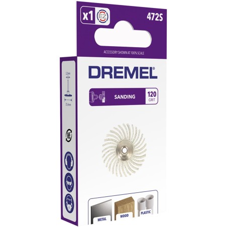 Brosse abrasive de précision DREMEL S472 - Diametre 25mm - Grain 120 - Pour Ponçage et Polissage
