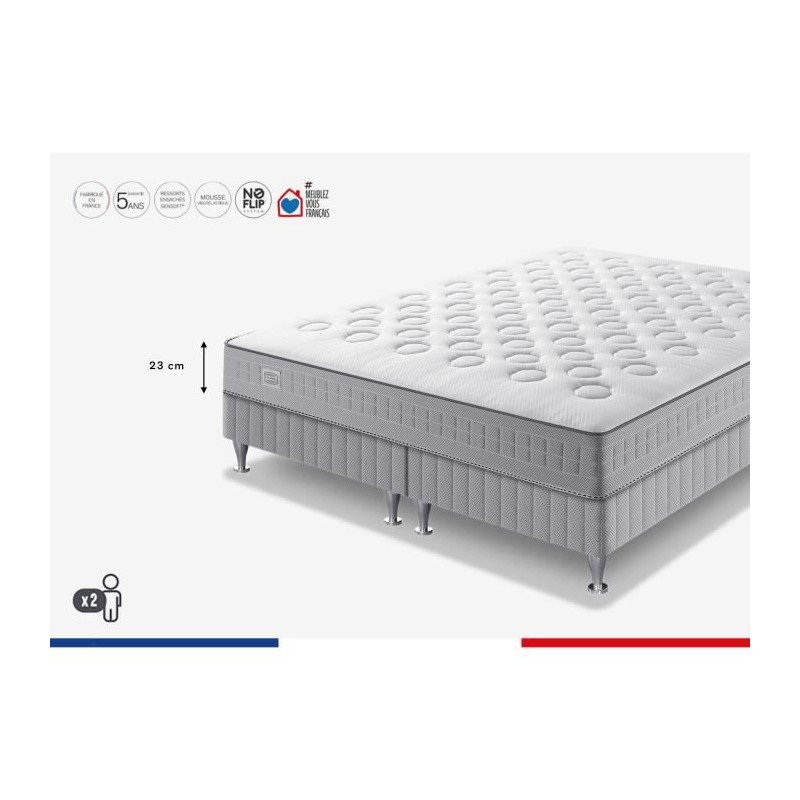 Ensemble matelas sommier 180 x 190 (Sommier 2x90) SIMMONS Hauteur 23 c