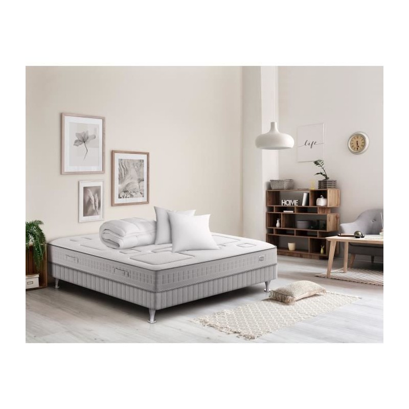 Ensemble matelas sommier 160 x 200 SIMMONS + Couette Oreillers - Haute