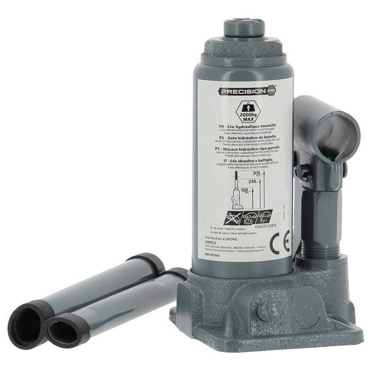 Cric hydraulique bouteille 2T - PRECISION STEEL