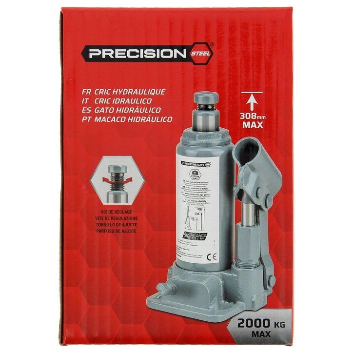 Cric hydraulique bouteille 2T - PRECISION STEEL