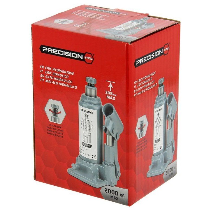 Cric hydraulique bouteille 2T - PRECISION STEEL