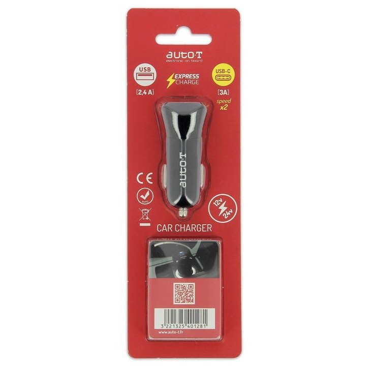 Prise - AUTO T - 540128 - 12/24 V - USB - USB-C