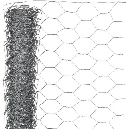 Grillage hexagonal galvanisé - NATURE - 0,5 x 10 m - Ep. 13 mm - Gris