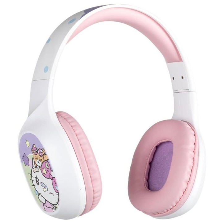 Casque audio - Sans fil - Konix - Hello Kitty - Bluetooth 5.3 PC, smartphones et tablettes - Autonomie 30 h - Blanc et rose