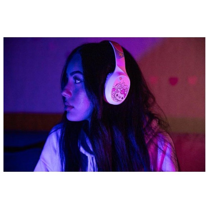 Casque audio - Sans fil - Konix - Hello Kitty - Bluetooth 5.3 PC, smartphones et tablettes - Autonomie 30 h - Blanc et rose