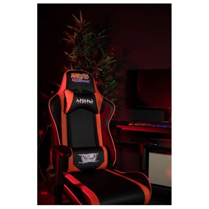 Chaise de bureau gaming premium - KONIX - Naruto Hokage Shippuden - Inclinaison 150° - Cuir - Coussin lombaires et cervicaux