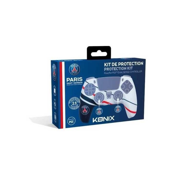 Coque de protection pour manette DualSense PS5 - KONIX Naruto Shippuden - Silicone - Appuie-pouces - Bleu, blanc et rouge Coque de protection pour manette DualSense PS5 - KONIX Naruto Shippuden - Silicone - Appuie-pouces - Bleu, blanc et rouge