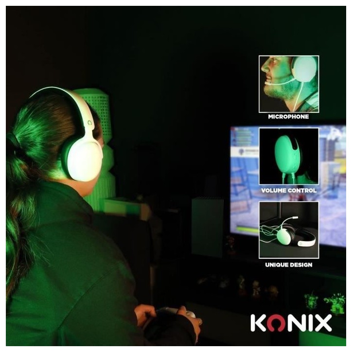 Casque gaming circum-aural filaire - KONIX - Nexus Xbox Series X|S - Haut-parleurs 40 mm - Microphone - Jack 3.5 mm - Câble 1,5 Casque gaming circum-aural filaire - KONIX - Nexus Xbox Series X|S - Haut-parleurs 40 mm - Microphone - Jack 3.5 mm - Câble 1,5